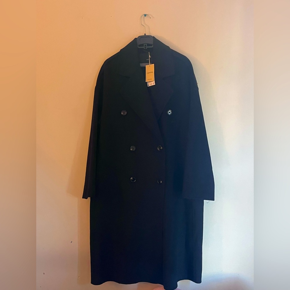 Handmade oversized wool coat , Mango , Black